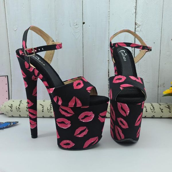 

leecabe kiss mouth style high heel sandals 20cm model shoes pole dance shoes