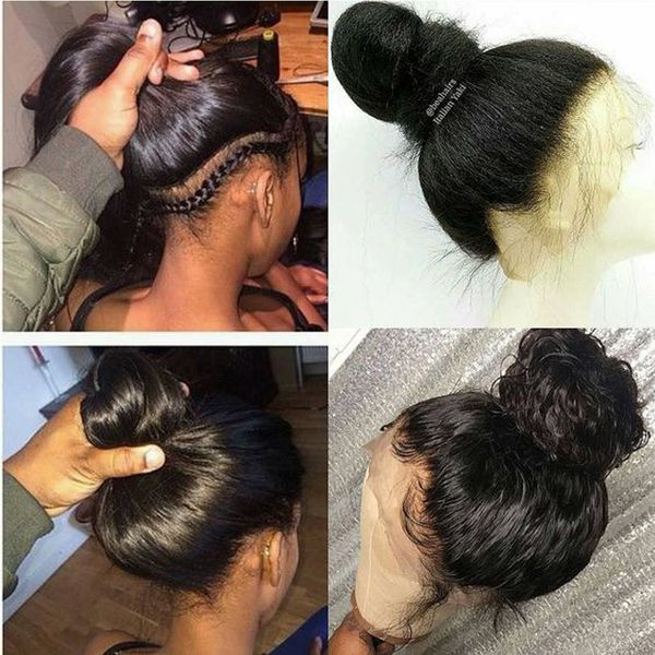 

360 кружевной фронтальный парик с детскими волосами 100% человеческие парики бразильские прямые волосы парики кружева фронтальные человеческ, Black