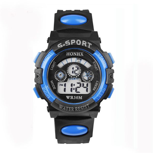 

wavors waterproof watch children kids led digital watch alarm date silicone rubber band wrist army sports watches honhx, Slivery;brown