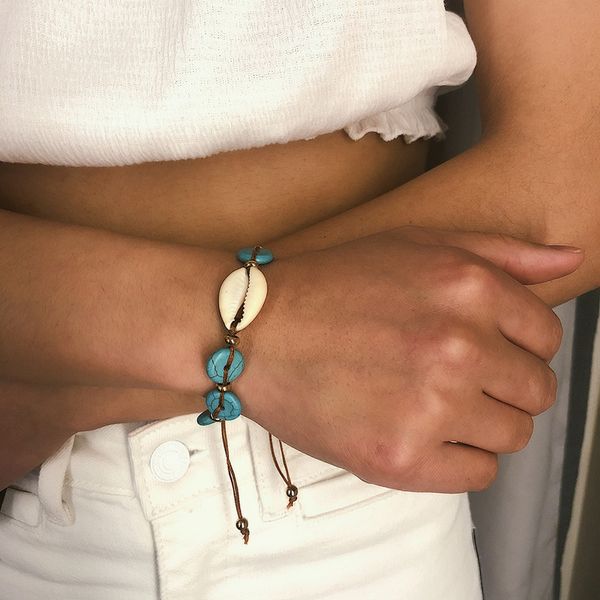 

new recommend boho handmade natural seashell hand knit bracelet shell bracelets women accessories beaded strand bracelet friend gifts, Black