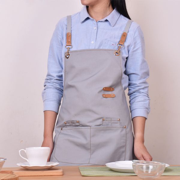 

2018 canvas apron restaurant accessories apron bbq senior cartoon kitchen bib vintage aprons for women men shoulders