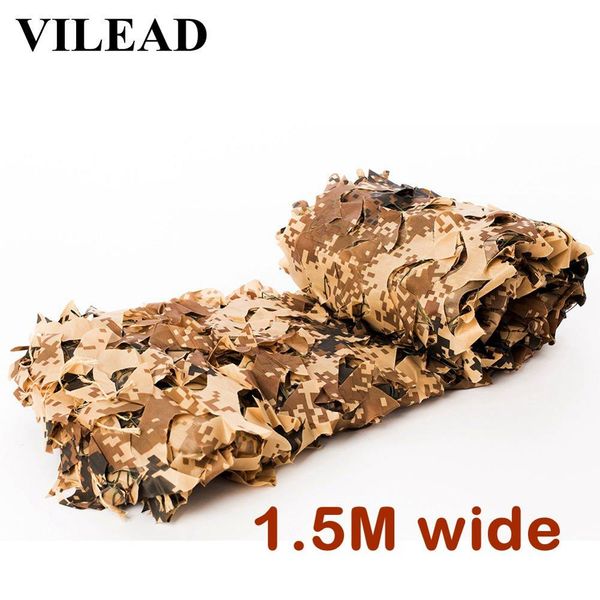 

vilead 1.5m wide desert digital camouflage net for decoration garden secret protection sun shelter car cover camo tent