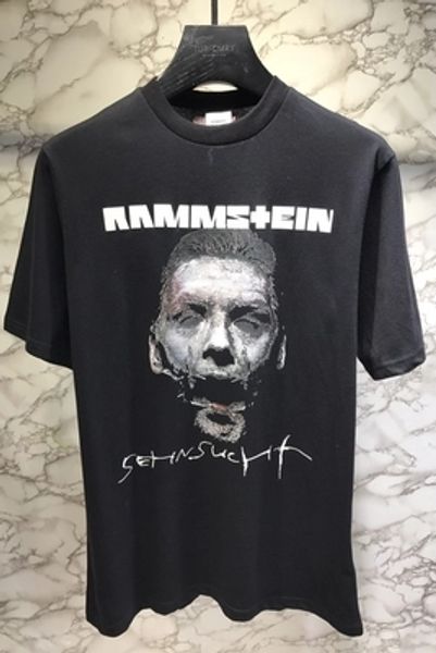 

vetements rammstein футболка мужчины женщины хип-хоп хэви-метал тройники с коротким рукавом круглый вырез хлопок джерси рубашка уличная одеж, White;black