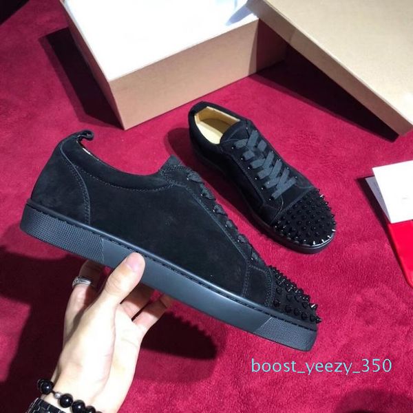 

fashion designer spikes flats shoes red bottom shoes for women mens luxury party lovers genuine leather sneakers w03 b35, Black