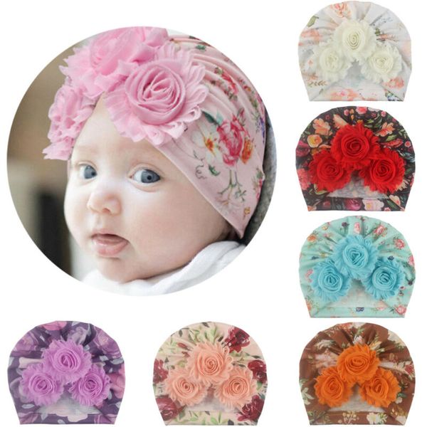 

newborn baby infant turban hat head wrap soft cotton headband floral beanie hat, Yellow