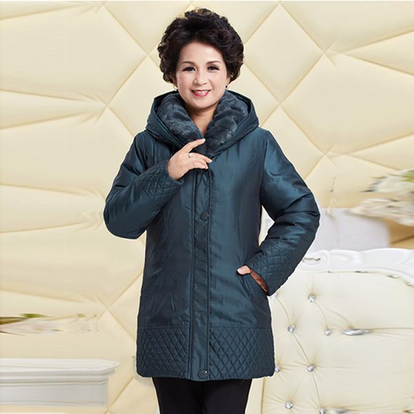 

2019 women middle-aged winter jacket thick snow parka overcoat white duck down jacket women plus size 6xl warm long down coats, Black