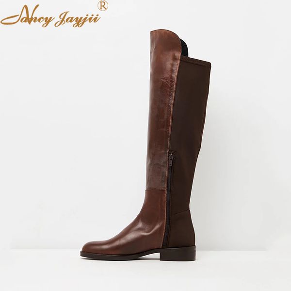 

women shoes boots ladies knee-high square heel solid round toe ladies mature zipper black nancyjayjii leisure mature 2019