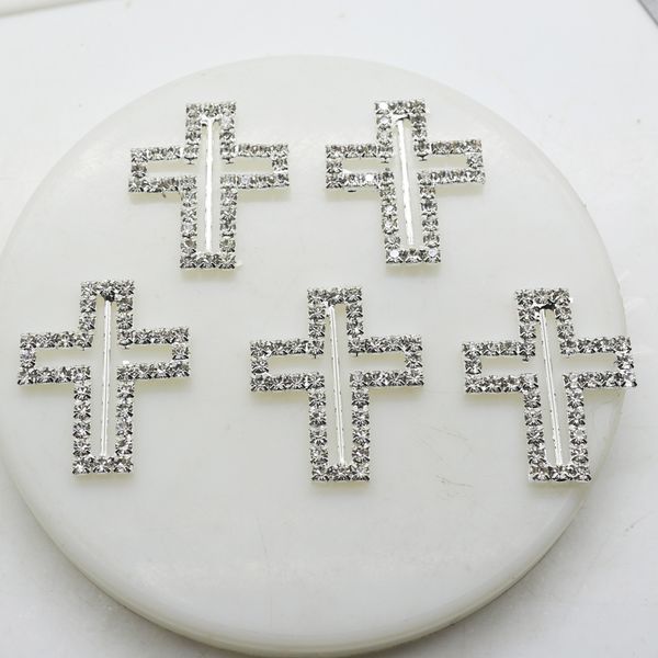 

cross shape rhinestone buckles invitation card wedding ribbon slider diy hair accessories