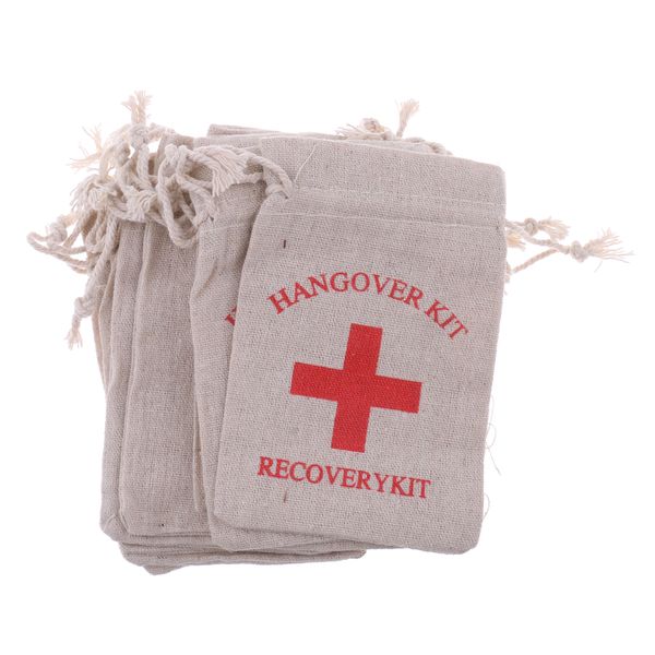 

80x hangover kit bags bachelorette party first aid bags muslin favors bag