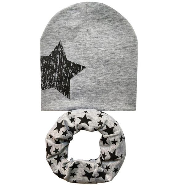 

осень зима дети шапочки cap шарф хлопок детские hat star print мальчики девочки детский малышей skullies cap вязания детские hat шарф, Blue;gray