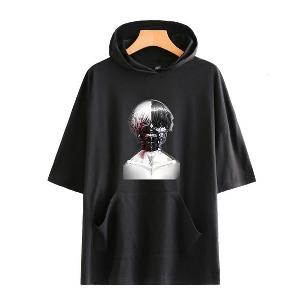 

japan comic trend tokyo cadaver species leisure time belt cap short sleeve shirt t shirts, Gray;blue