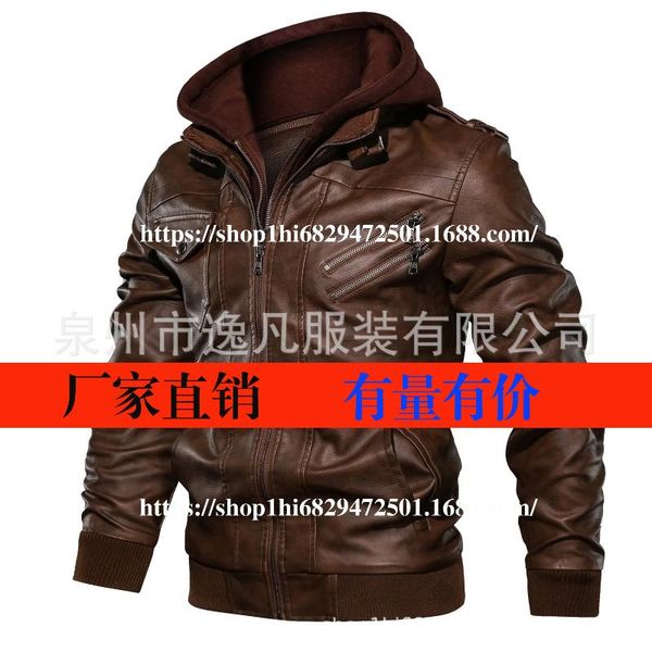 

europe and america autumn and winter 3d new style pu leather coat large size, Black
