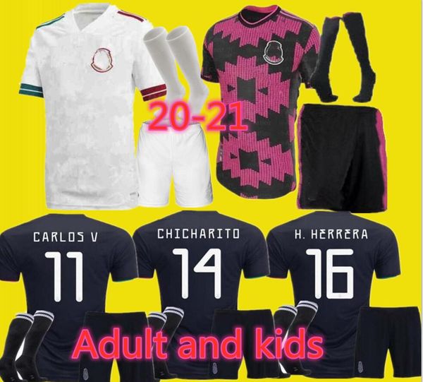 

and kids 2020 gold cup mexico soccer jersey black white 20 21 chicharito h. lozano youth men football jerseys set shirts, Black;yellow