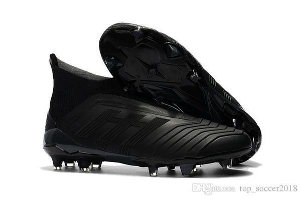 

black full 100% original football boots messi soccer cleats without lace predator 18 fg outdoor soccer shoes mens slip-on soccer boots