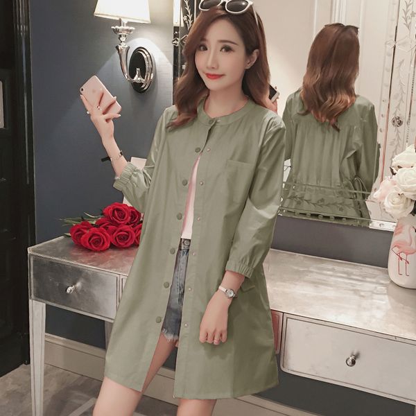 

new 2019 spring autumn women windbreaker loose thin cotton outerwear women korean fashion round neck windbreaker coat female 706, Tan;black