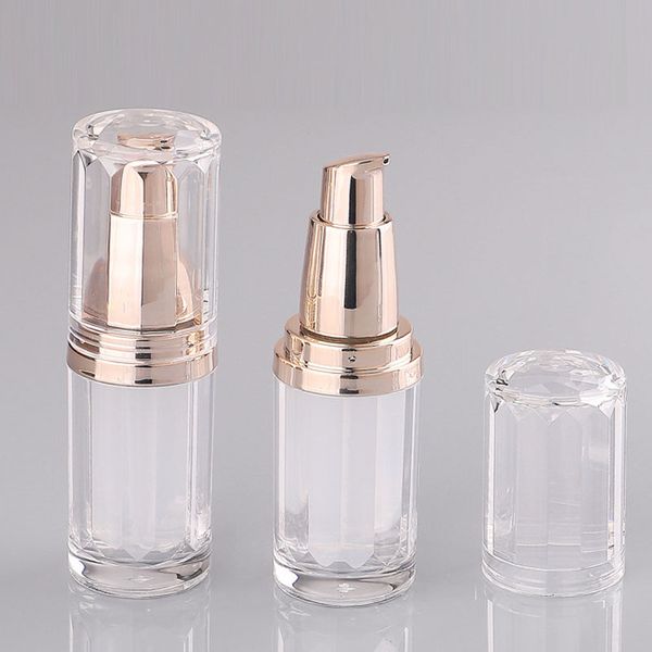 

10ml refillable acrylic pump lotion bottle container portable empty cosmetic packaging vials with rose gold pump