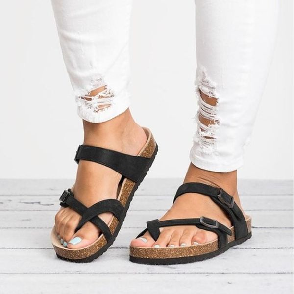 

summer women sandalias 2019 fashion leopard flat sandals beachslippers flip flops sandalia feminina plus size 35-44, Black