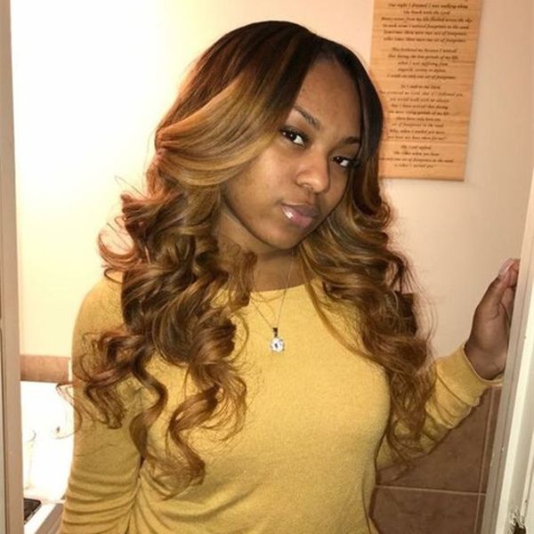 Ombre Body Wave Lace Wig Two Tone Colored Malaysian Virgin Human