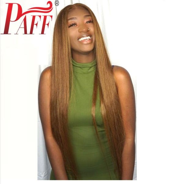 

paff blonde lace front human hair wig straight peruvian remy hair wig pre plucked bleached knots with baby hair, Black;brown