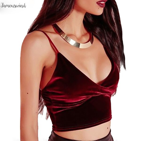 

мода женщина camis топы без рукавов женского велюра crop top sexy глубокого v шея клуб жилет тонкого backless velvet трусики женского, White