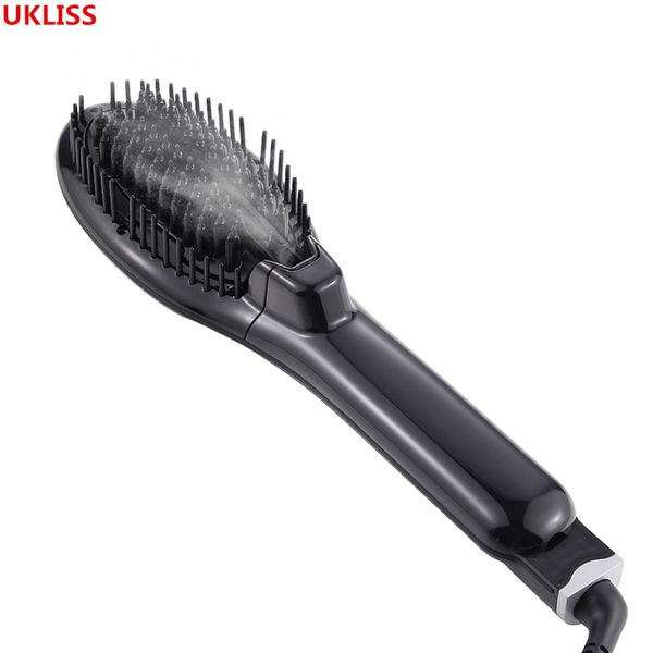 

hair straightener irons ceramic flat iron steam ceramic coating hair straightening brushes with lcd display care tools, Black
