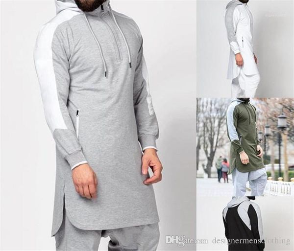 

mens hoodies autumn split hooded patchwork casual mens long sweatshirts fashion male clothing plus size designer, Black