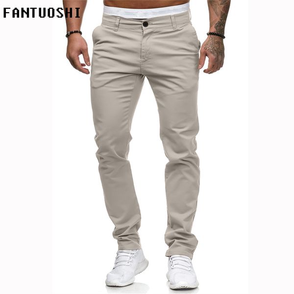 

men's summer cotton slim fashion casual trousers 2019 new men's commercial casual pants plus size xxl solid trousers, Black