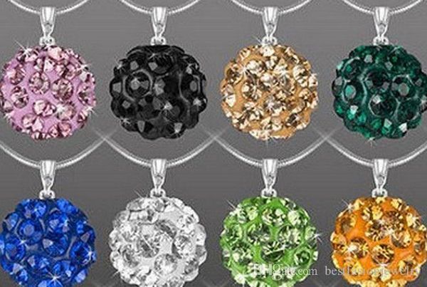

gift pave good mixed 15 random color crystal pendant necklace rhinestones women jewelry, Silver