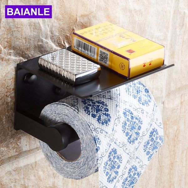 2019 Toilet Paper Holder With Shelf Black Wall Mounted Mobile Phone Towel Decorative Bathroom Roll Creative T190708 From