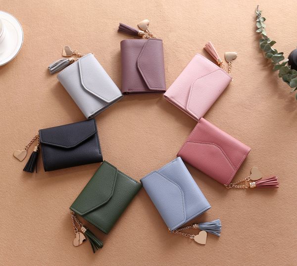 

wallet women purses tassel fashion coin purse card holder wallets female clutch money bag pu leather wallet, Red;black