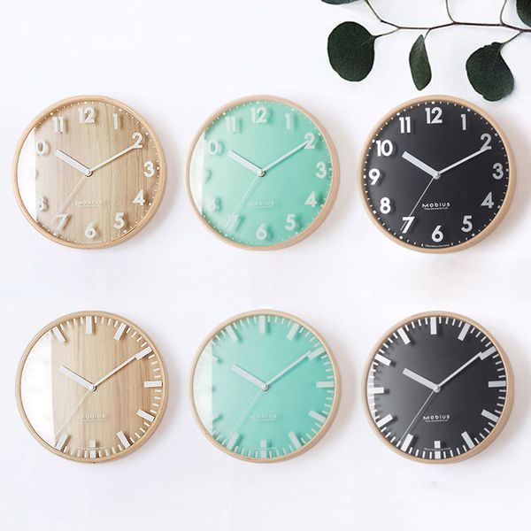 

10in wood creativity silent wall clock small size diameter 25.5cm kitchen living room decoration wall watches