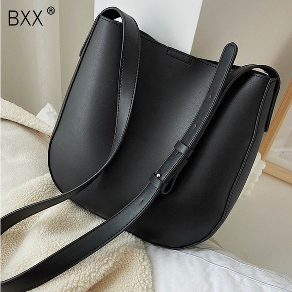 

bxx] pu leather solid color shoulder bags for women 2020 large capacity travel handbags lady simple female elegant bag hk100