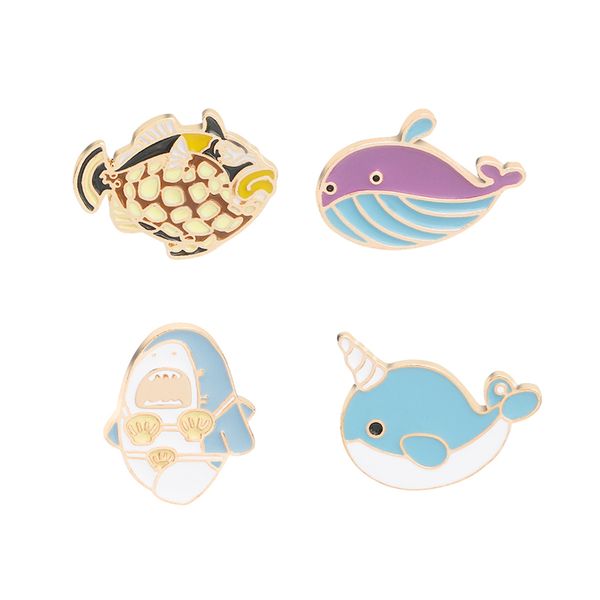 

4 ~ 5 шт / комплект мультфильм кит корона cap брошь pin сплава cute style cat teacup бейдж броши для женщин, Gray