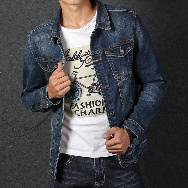 

men's jackets fall 2021 denim jacket korean style slim, Black;brown