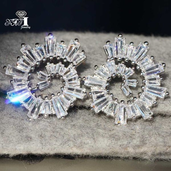 

yayi jewelry fashion princess cut 17 ct white zircon silver color long ear earrings wedding party tassel earrings gifts, Golden