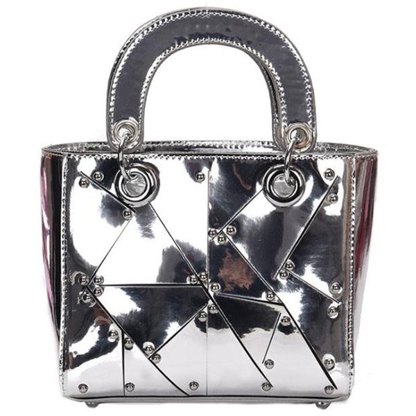 

mirror zipper handle single shoulder diagonal bag lady wind chain slanting handbag
