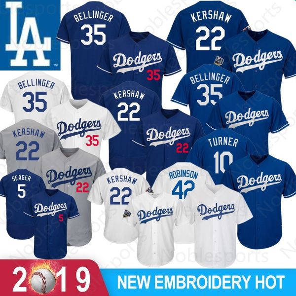 

22 Clayton Kershaw Jerseys Los Angeles 35 Cody Bellinger 50th Dodgers Baseball Jersey 5 Corey Seager 10 Justin Turner 31 42 66 Puig