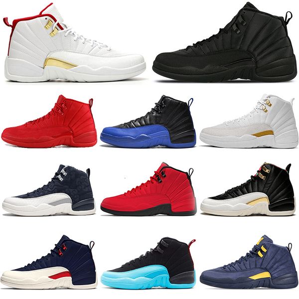 

wholesale fashion fiba 12 12s basketball shoes men game royal gym red white bulls flu game michigan designer mens trainers sports sneakers