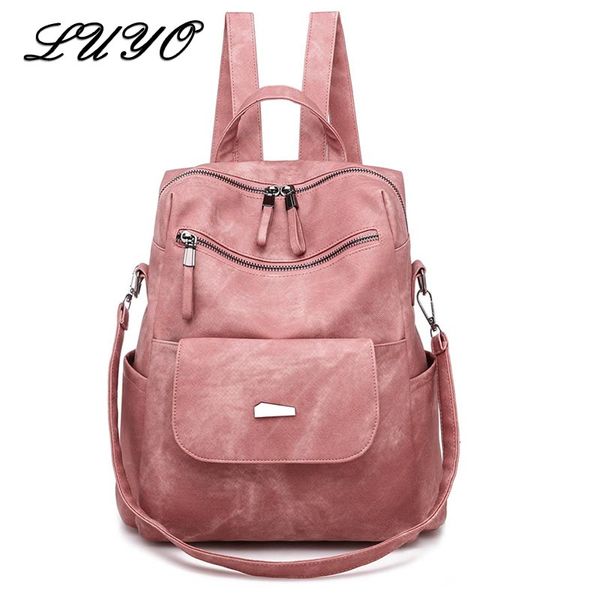 

2019 stylish pu leather mochila feminina school bags for teenage girls bagpack feminine backpack female schoolbag women rugzak