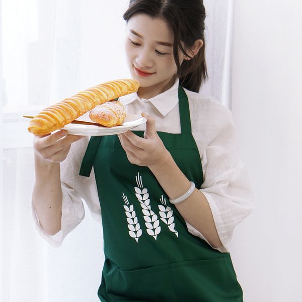 

aprons wheat apron black dark green cotton overalls kitchen simple fashion