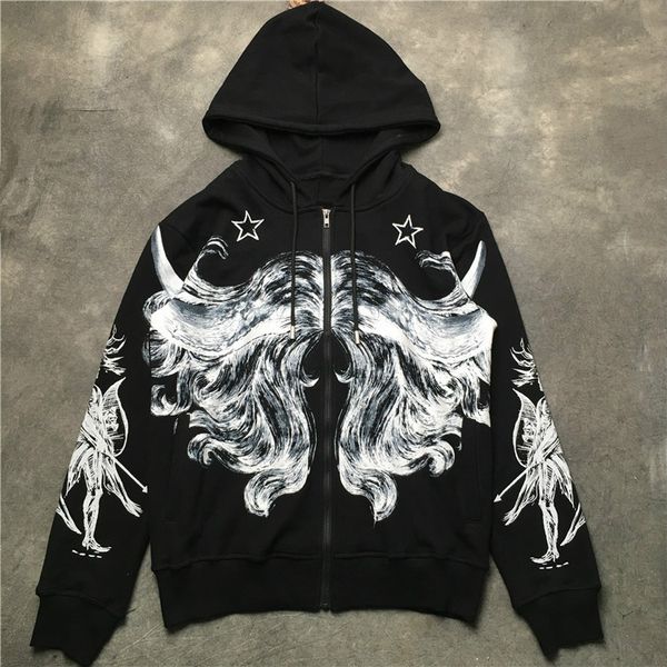 

мужские дизайнерские толстовки givh34 новый модный бренд класса люкс граффити абстрактные линии пентагон печатных крышка гвардии, Black