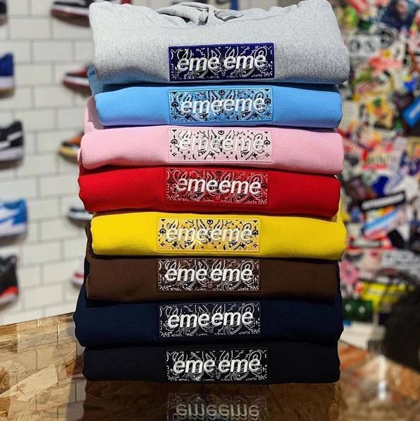 

FALECTIION 19FW Бандан Box Logo Толстовка с капюшоном Мужчины Женщины Вышивка Пара Толстовка вскользь Highstreet Outwear