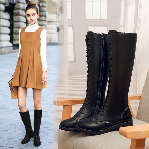 

women's shoes boots fashion high boots autumn new european and american explosion models popular net red children tide, Black