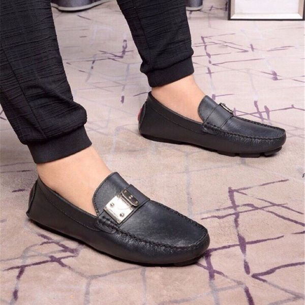 

20ss classic mens real leather driving shoes comfortable men's wedding shoes prom men's casual shoes good quality 968975, Black