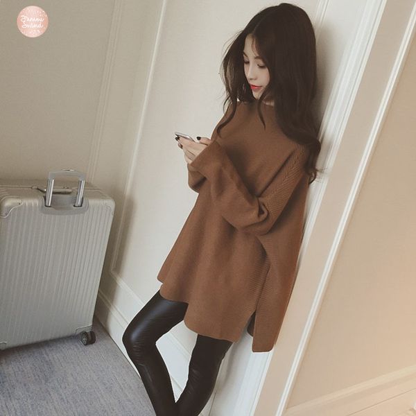 

autumn sweater women winter loose knitted oversized long sleeves o neck pullovers women outwear drop shipping, White;black