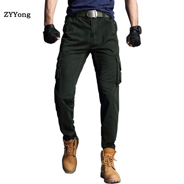 

2020 new wear-resistant cargo pants men army pants cotton many pockets man casual trousers black gray khaki, dark gray