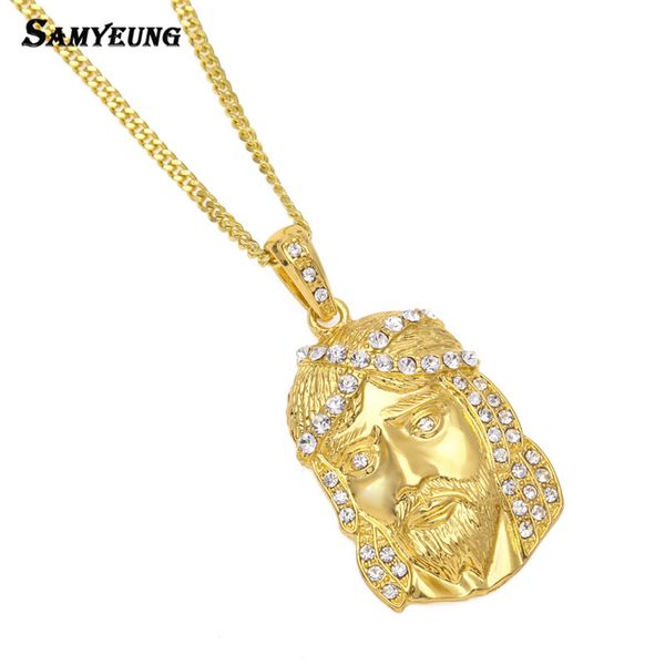 

punk jesus pendant gold link necklaces for men hiphop friendship necklace male neckless collier femme 2018 new, Silver