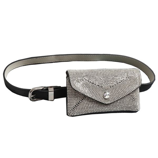 

diamonds waist bags handy detachable crystal belt bags new fashion women fanny pack phone pouch leather belt pack