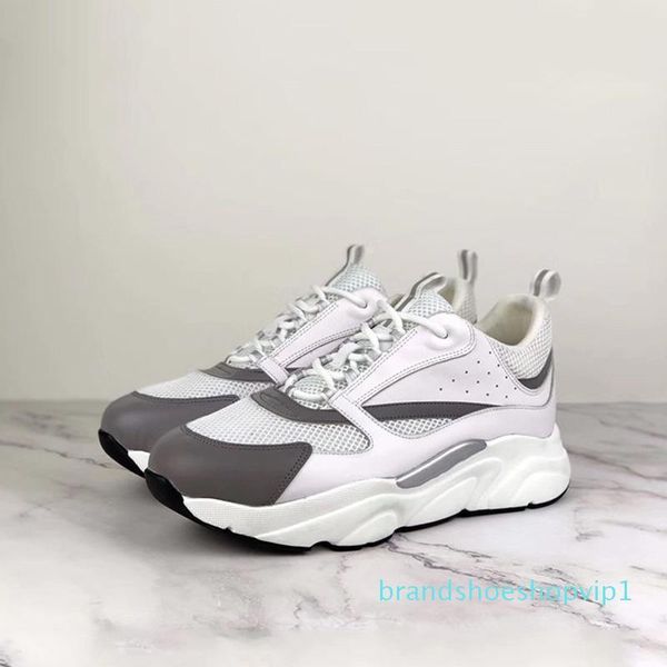 

women technical knit calfskin trainers brand designer men's sneakers 2019 new luxury fashion b22 sneakers reflective couple casual shoe, Black
