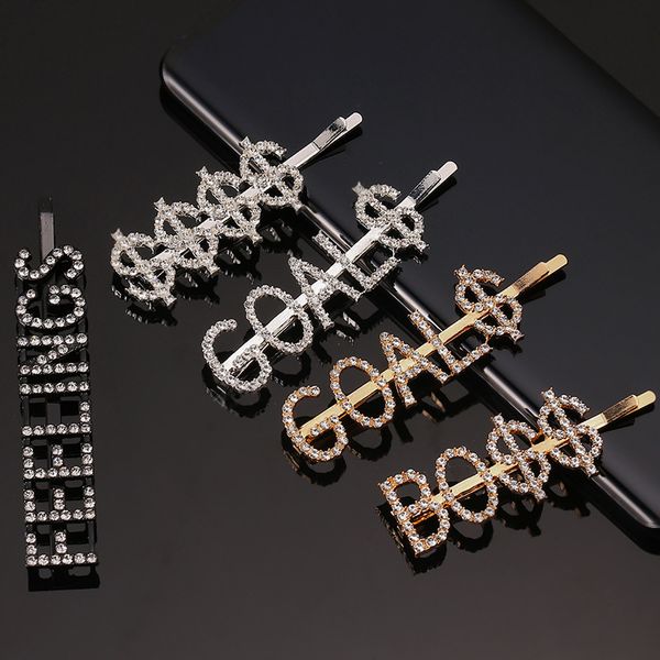 Cristal Rhinestone Letter Cabelo Clipes Novos 20 Palavras Menina Girl Diamond Words Barrettes Fashion Bangs Clipe Mulher Mulher Acessem o presente